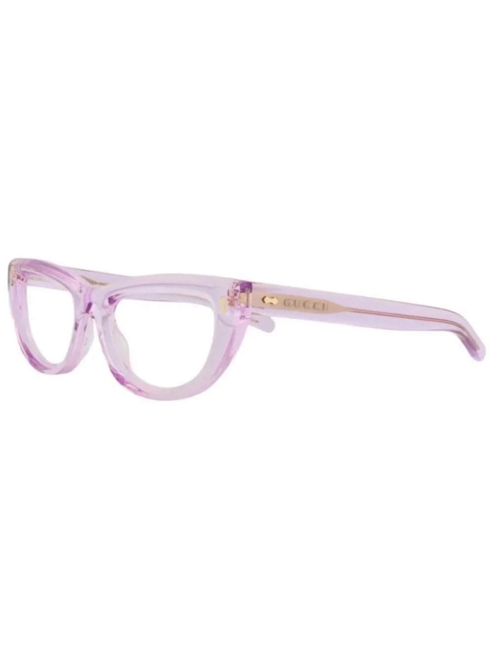 New Gucci Womens Cat Eye Violet Violet Transparent Fashion Designer Eyeglasses